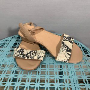 Torrid Womens Sandals Women 9W Slingback Block Heel SnakeSkin Print Faux Leather